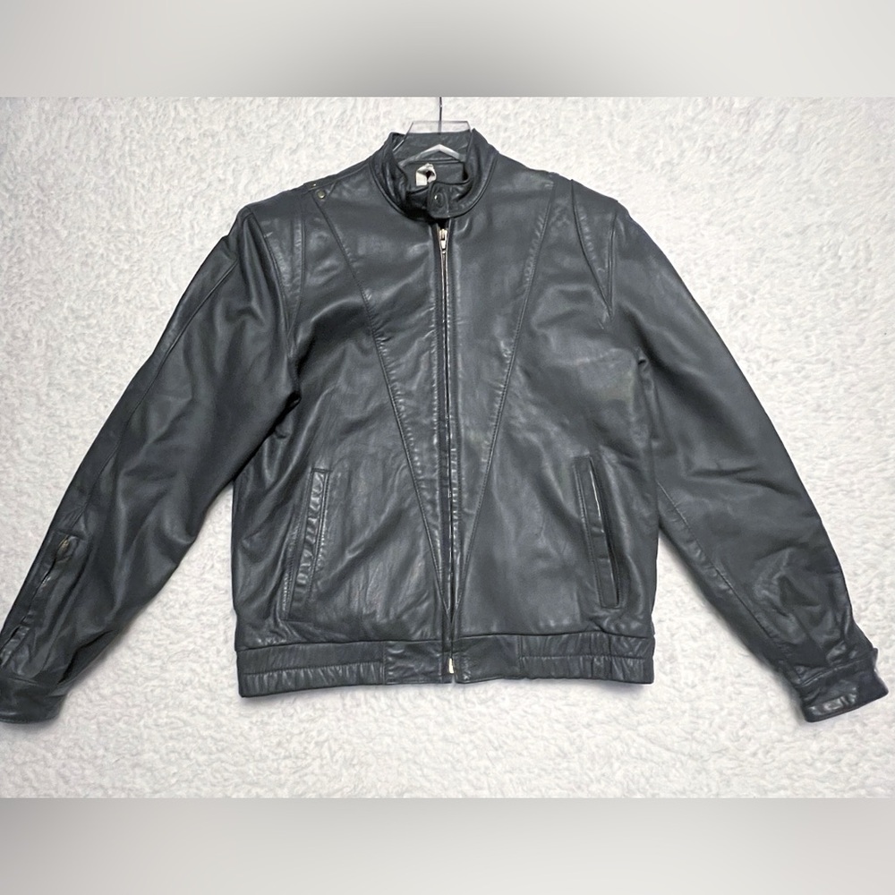 Philippe Monet Vintage Men’s Size 38 Soft Leather Bomber V-Front Jacket